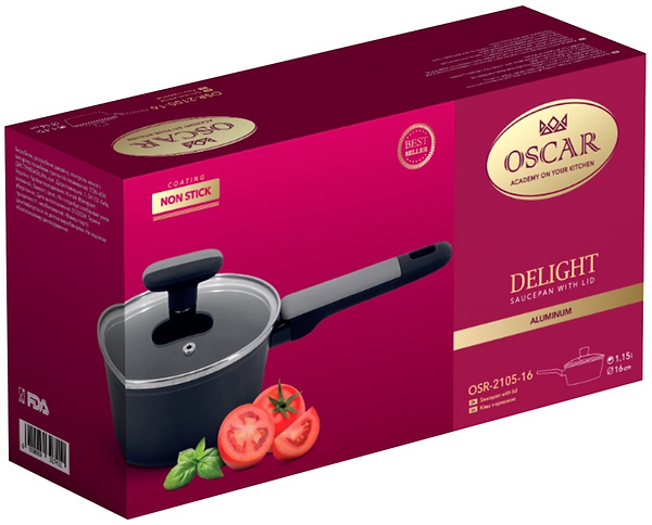 Фото - Ківш OSCAR Delight 16 см (1.15 л) з кришкою (OSR-2105-16)