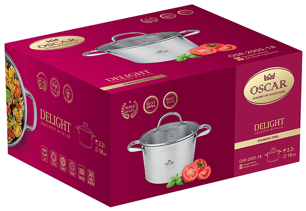 Фото - Каструля OSCAR Delight 18 см (2.2 л) з кришкою (OSR-2005-18)