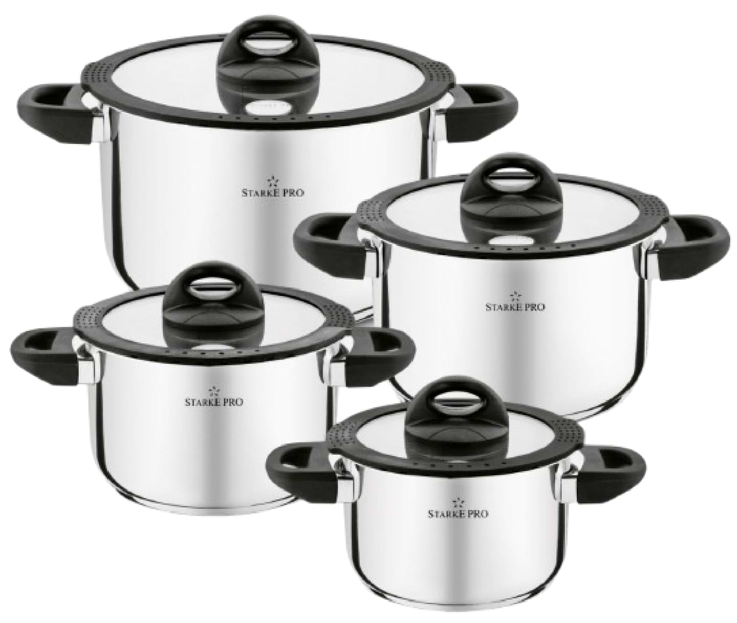 Набір посуду Starke Pro 8 пр. SANTE (LK240506/LKA194HMYIO-8PCSBLACK) - Фото 1