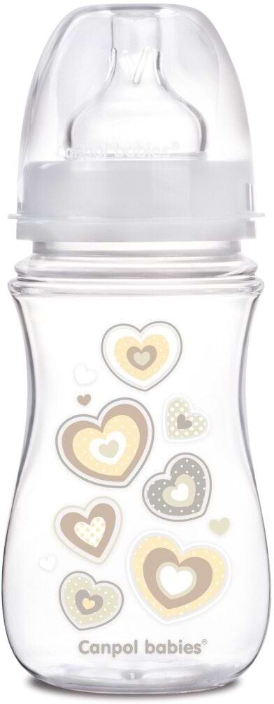 Пляшка для годування Canpol babies Антиколікова з широким горлом Easy Start Newborn Baby бежеві серця, 240 мл. (35/217_bei)