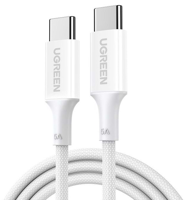 Кабель синхронізації даних UGREEN L502 USB-C to USB-C PD 100W 5A 2m White (35221)