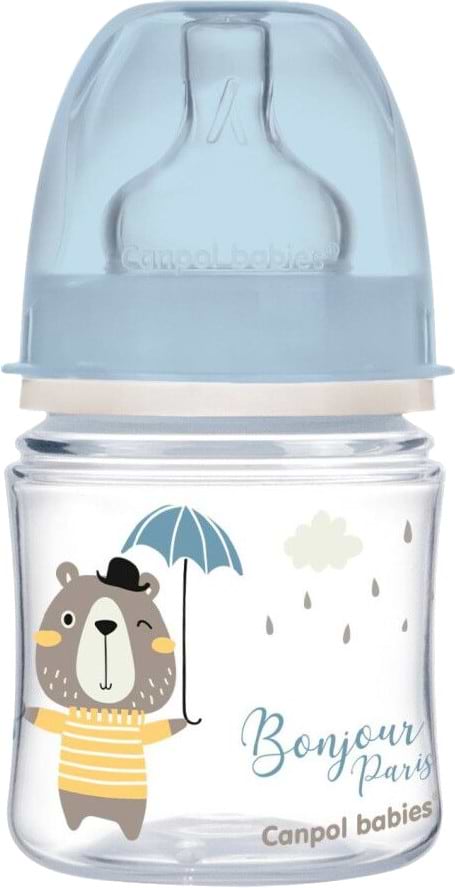 Пляшка для годування Canpol babies антиколікова з широким горлом PP Easy Start Bonjour Paris - синя, 120 мл. (35/231_blu)