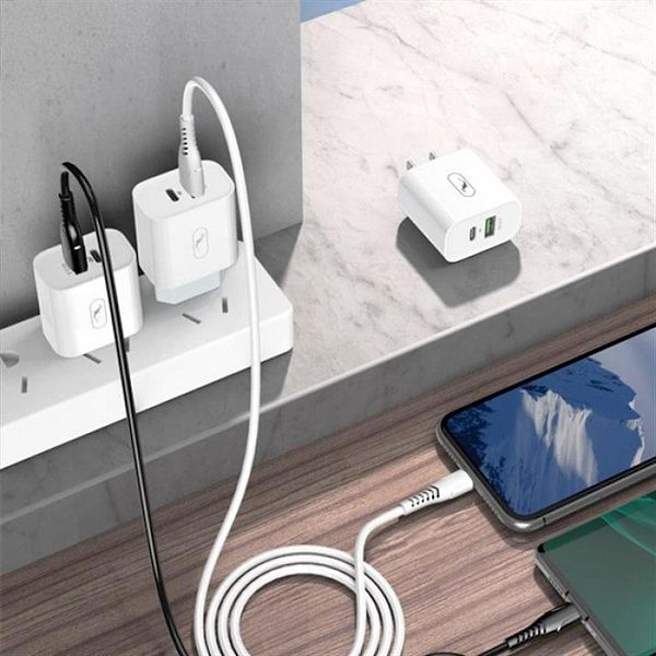 Фото - Сетевое зарядное устройство SkyDolphin SC20 PD+QC3.0 2USB 3A White (SDMZP-000121)