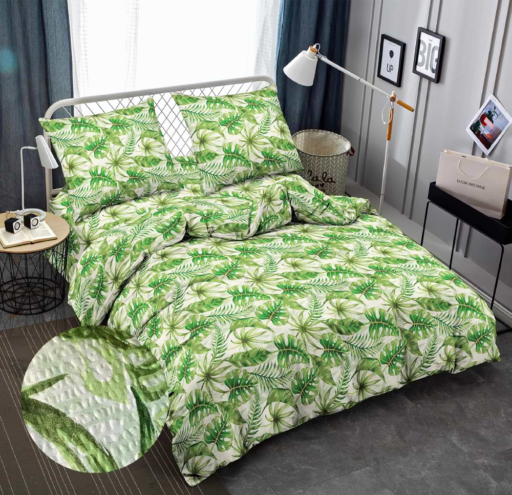 Комплект постельного белья Zastelli JH9695-7 Папоротник 200х220 см зеленый