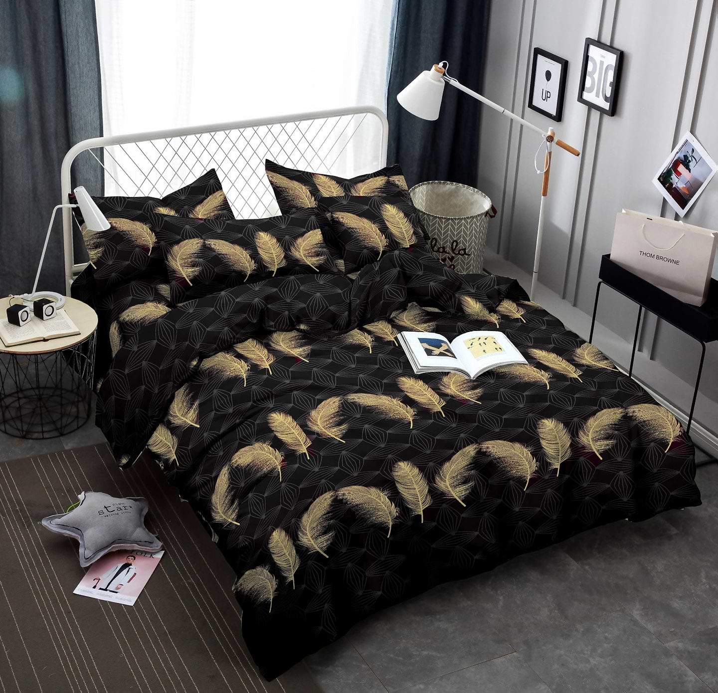 Комплект постельного белья Zastelli J1749-3 Золотое перо 200х220 см разноцветный - Фото 1