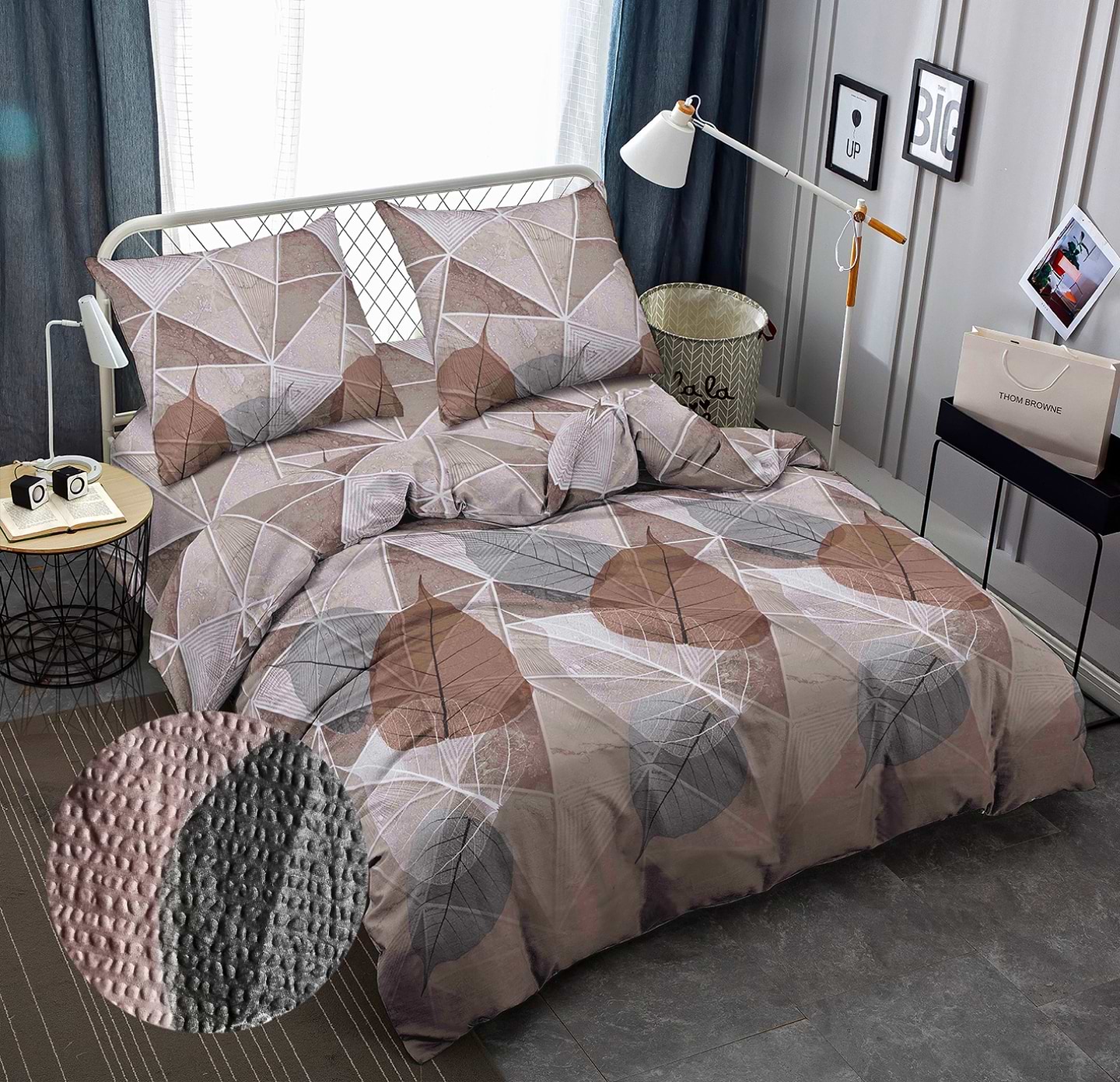 Комплект постельного белья Zastelli J3695-8 Листья на морозе 200х220 см разноцветный