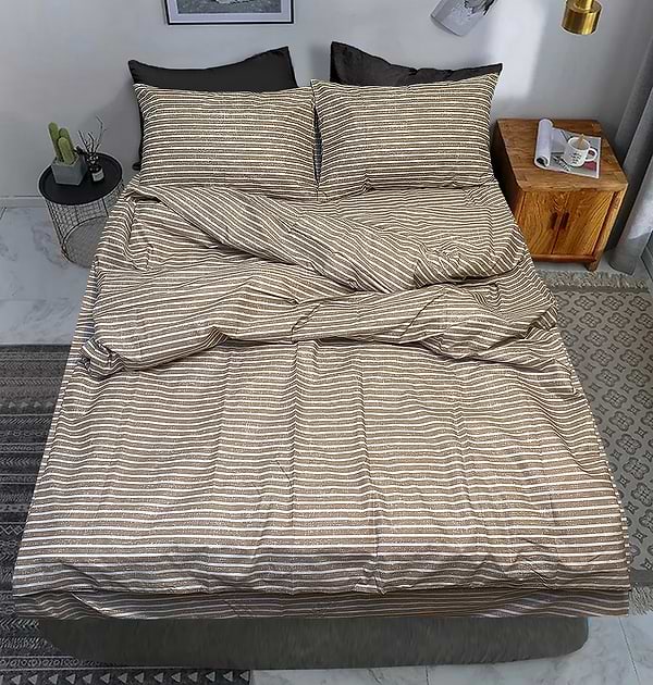 Фото - Комплект постельного белья Zastelli 140-141 реверс Полоски латте бязь 175х210 Бежевый (21409)