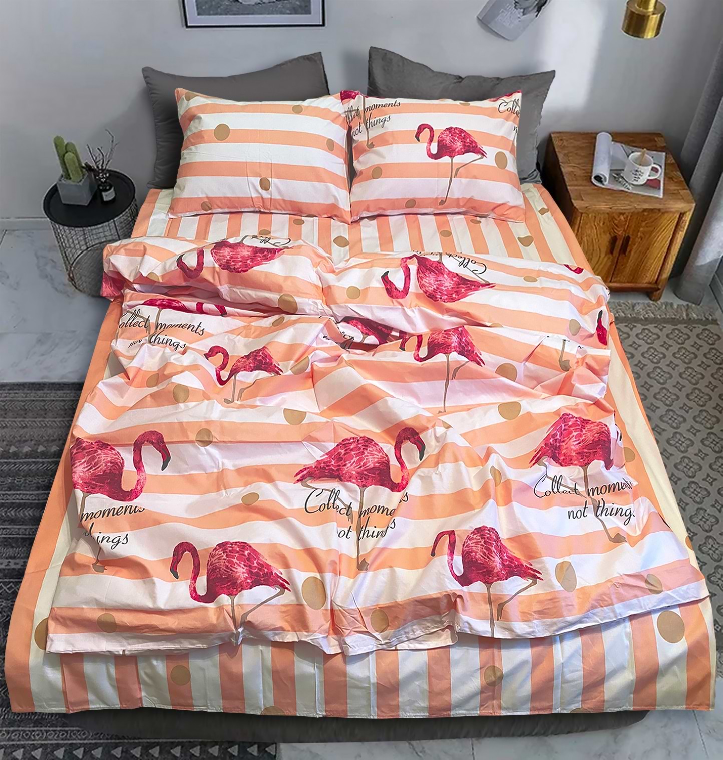 Комплект постельного белья Zastelli Flamingo бязь 200х220 см розовый (18219)