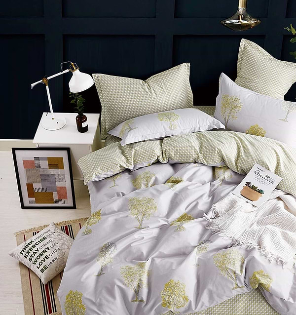 Фото - Комплект постільної білизни Zastelli Tree бязь 200х220 см зелений (18616)