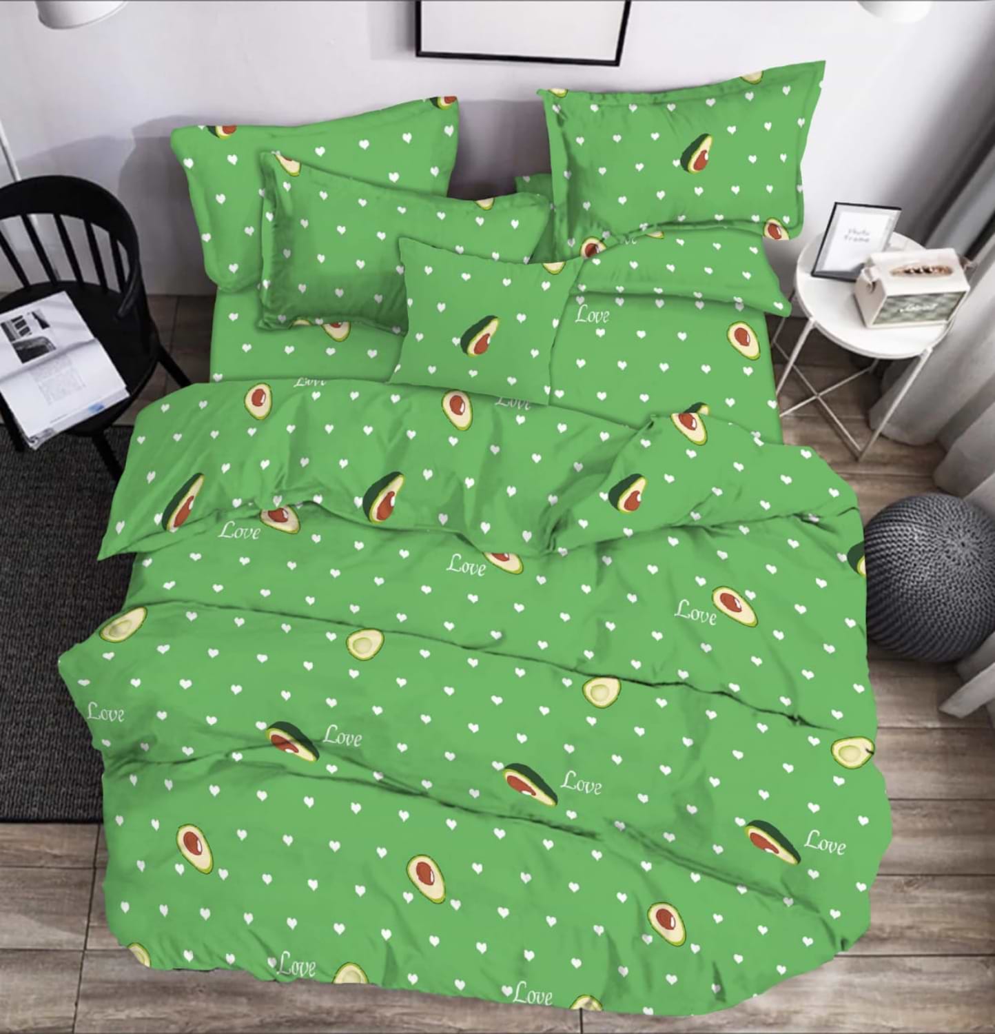 Комплект постільної білизни Zastelli Avocado on Bright Green бязь 200х220 см зелений (19259)