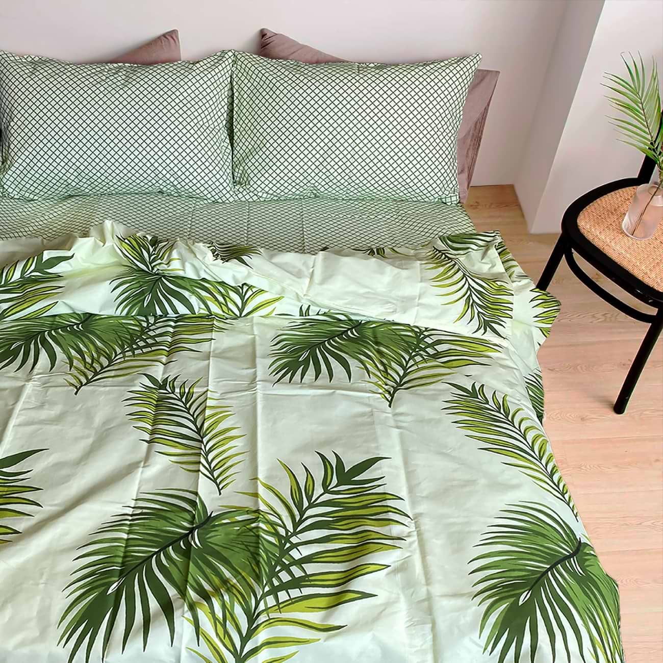 Комплект постельного белья Zastelli Green leaves/Green Revers бязь 200х220 см разноцветный (19657)