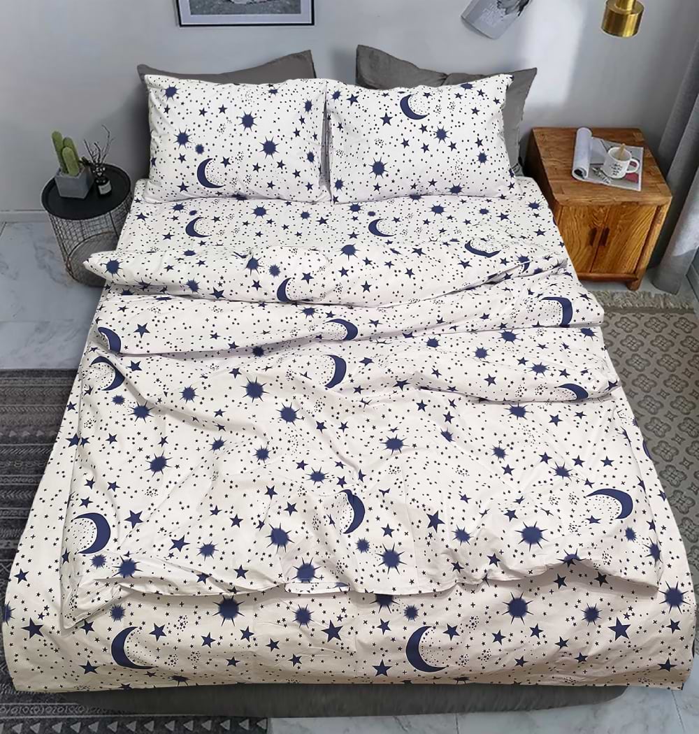 Комплект постельного белья Zastelli Stars on white Звезды на белом бязь 200х220 см белый (20804) - Фото 1