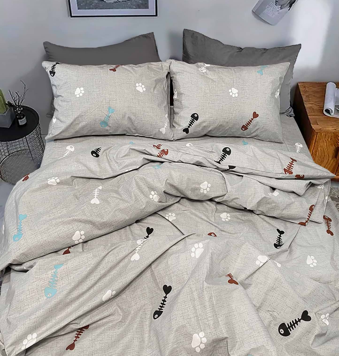 Комплект постельного белья Zastelli CATS reverce FISH bone бязь 200х220 см разноцветный (21111)