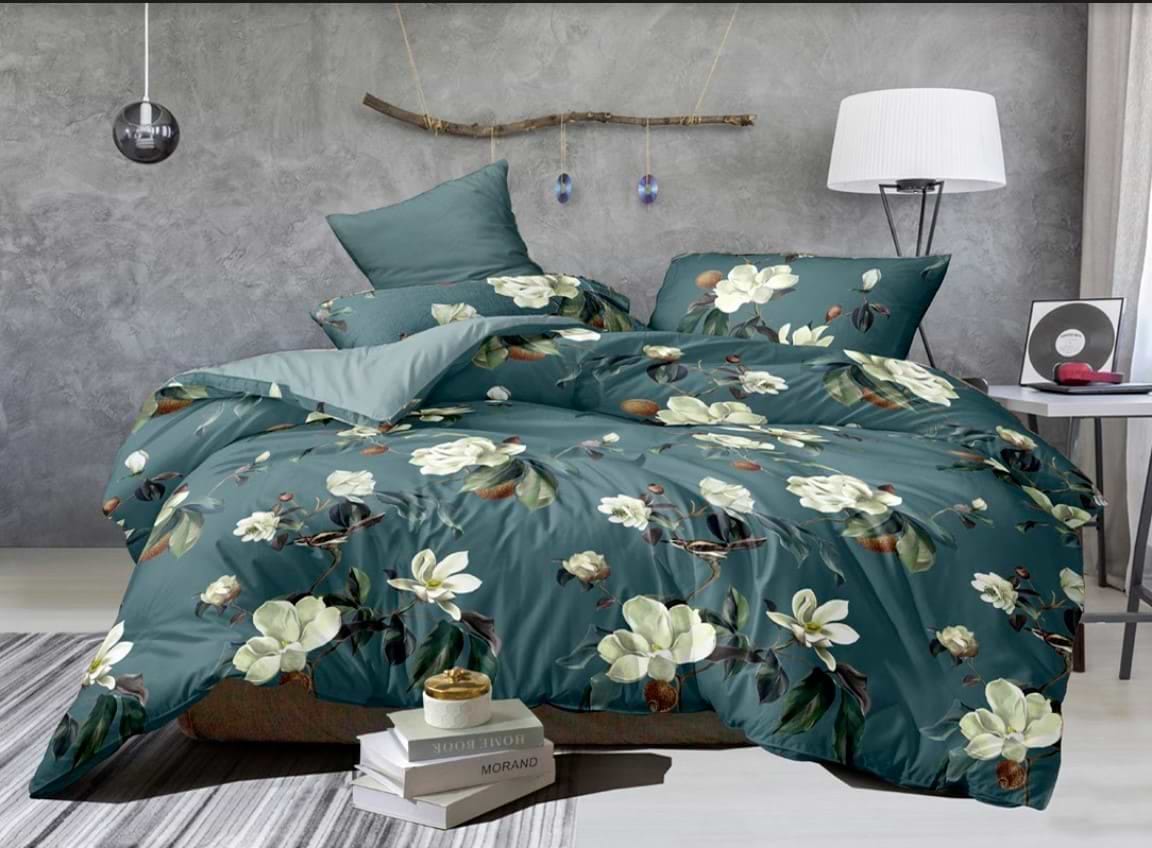 Комплект постельного белья Zastelli 4342 Цветы зеленые бязь 200х220 см (19394)