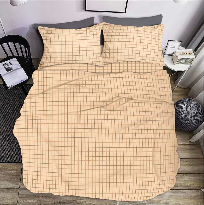 Комплект постельного белья Zastelli Клетка коричневая бязь 200х220 см бежевая (20337)