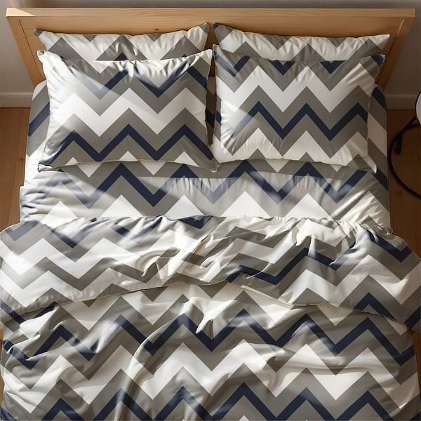 Фото - Комплект постельного белья Zastelli ZIGZAG серо-синий бязь 200х220 см серый (20387)