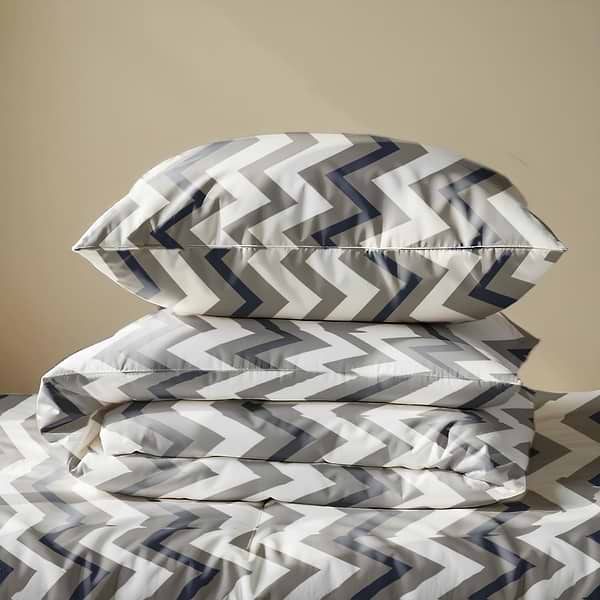 Фото - Комплект постельного белья Zastelli ZIGZAG серо-синий бязь 200х220 см серый (20387)