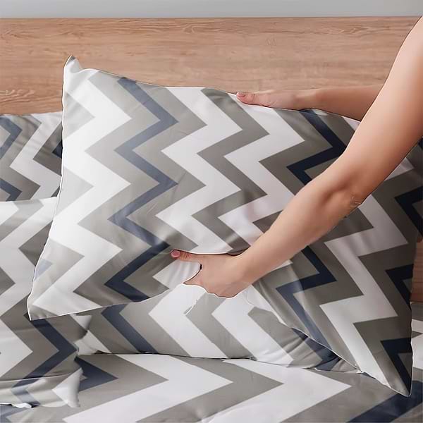 Фото - Комплект постельного белья Zastelli ZIGZAG серо-синий бязь 200х220 см серый (20387)