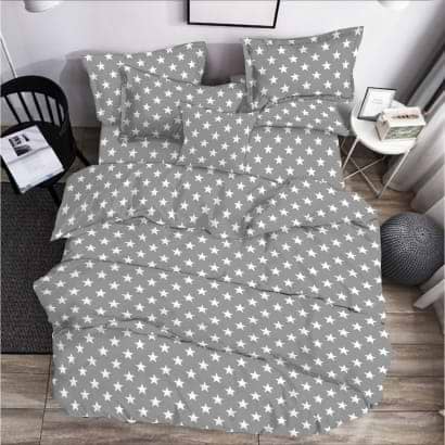 Комплект постельного белья Zastelli 49 белые звезды на сером бязь 200х220 см серый (20389)