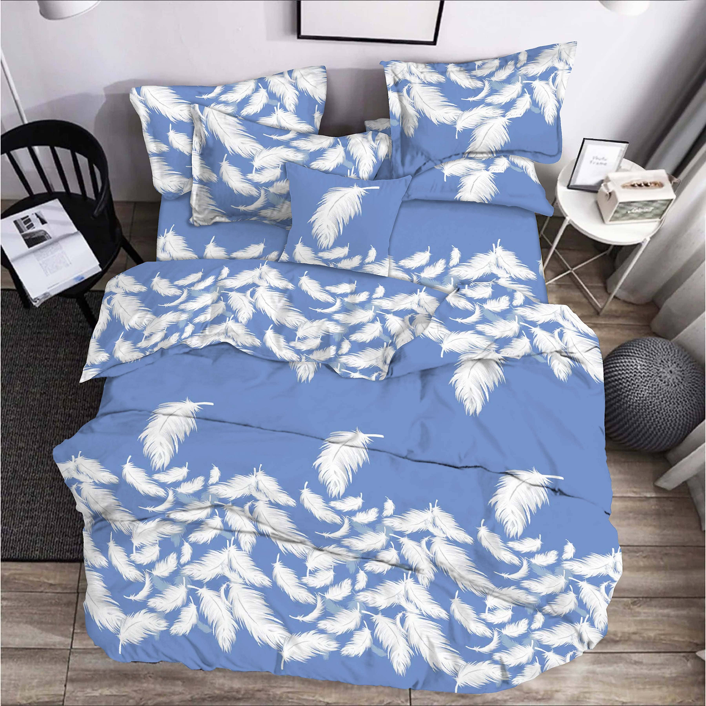 Комплект постільної білизни Zastelli Y20933 BLUE бязь 200х220 см синя (20451)