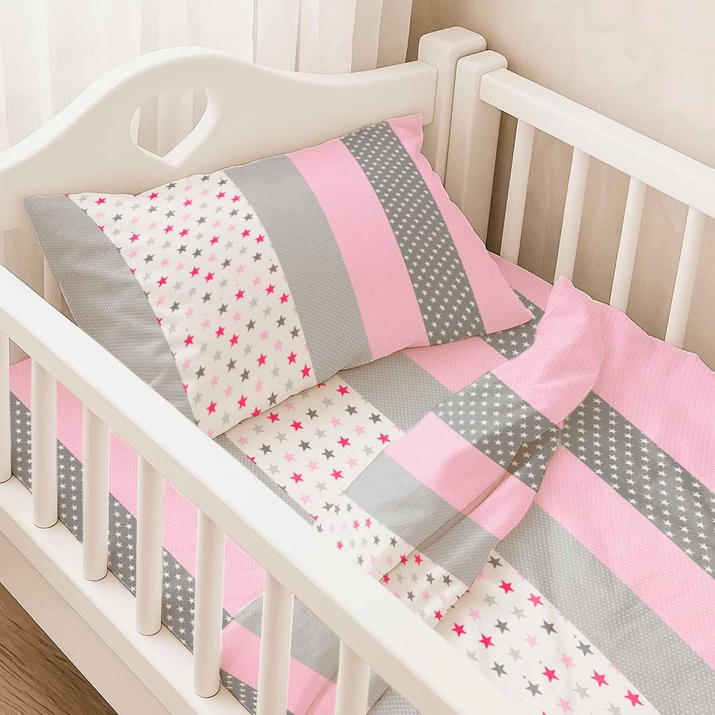 Комплект постельного белья детский Zastelli Star Dots Pink поплин 110х140 Розовый (16928)