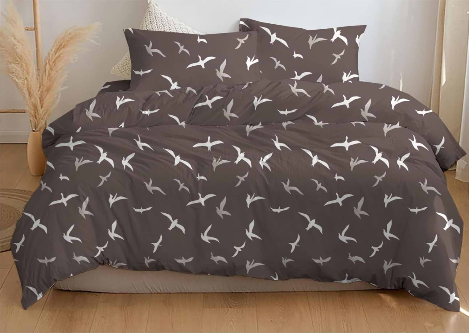 Комплект постельного белья Zastelli Birds on brown бязь 200х220 (22630)