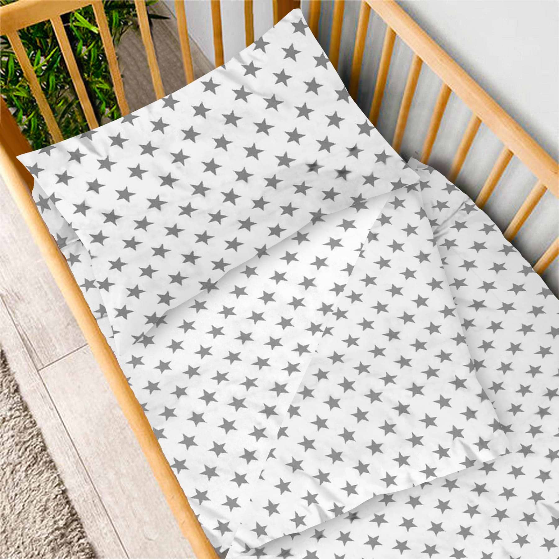 Комплект постельного белья детский Zastelli 50 серые звезды на белом бязе 110х140 см (20390)