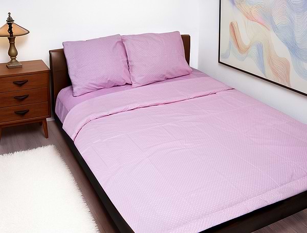 Фото - Комплект постільної білизни Zastelli 19 білий горох на рожевом бязь 175х210 см (17226)