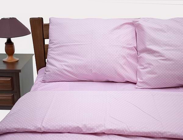 Фото - Комплект постільної білизни Zastelli 19 білий горох на рожевом бязь 175х210 см (17226)