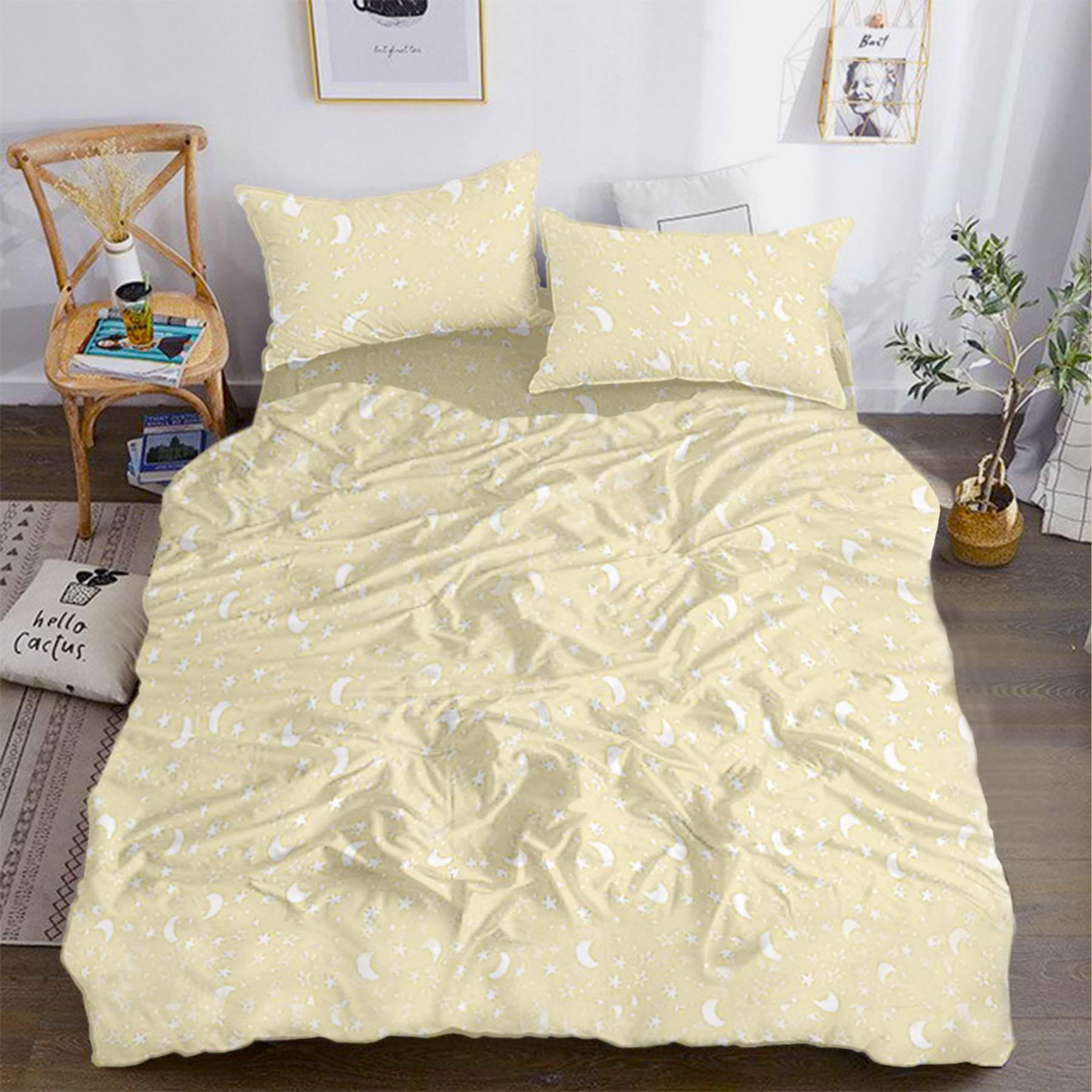 Комплект постельного белья Zastelli 0488 Звезды и луна бязь 175х210 Желтый (11428)