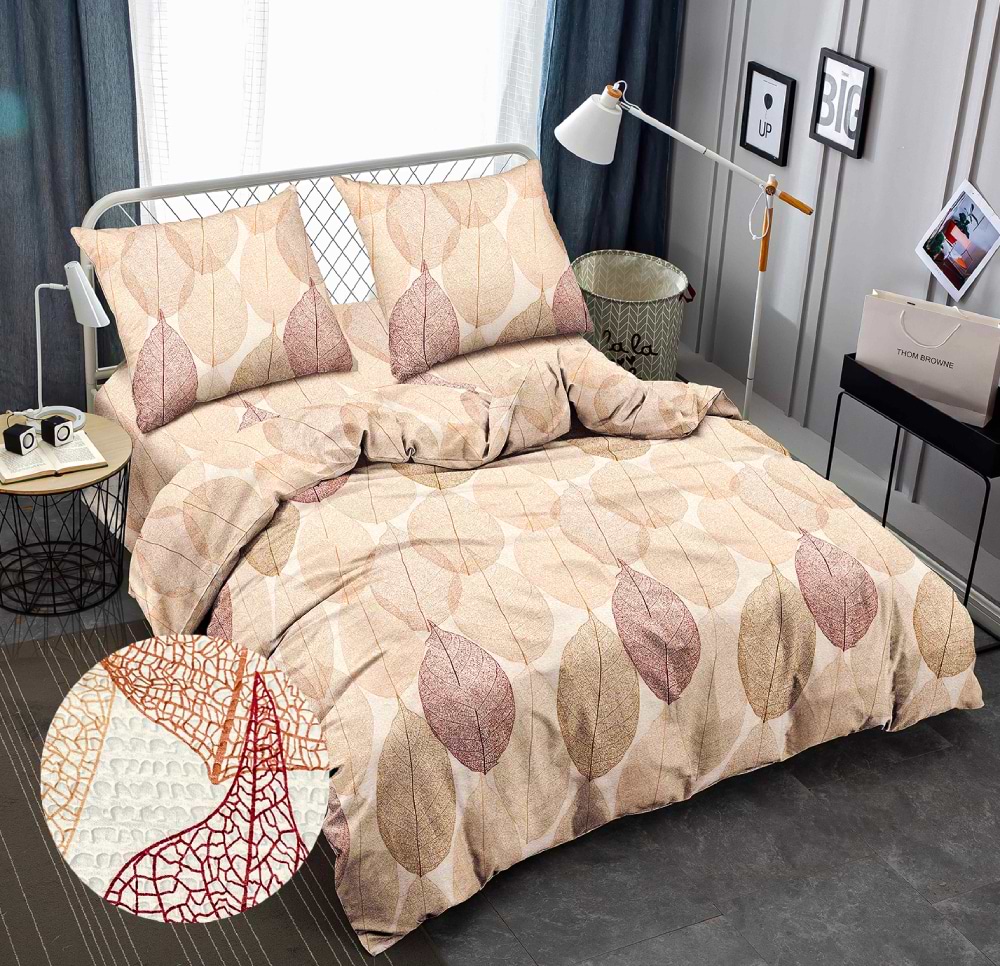 Комплект постельного белья Zastelli J1647-7 Листья жатка 175х210 Разноцветный (22039)