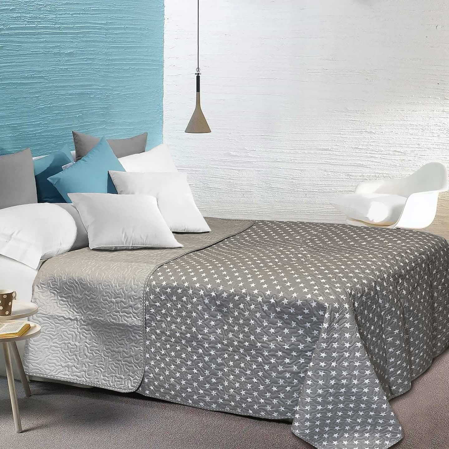 Покривало двоспальне Zastelli двостороннє Зірочки 49/14-4102 сірий 210х240 см (20692)
