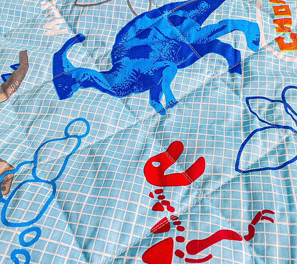 Фото - Покривало дитяче Zastelli стьобане Динозаврики 14638/12-4608 Clear Water 160х210 см бязь (21254)