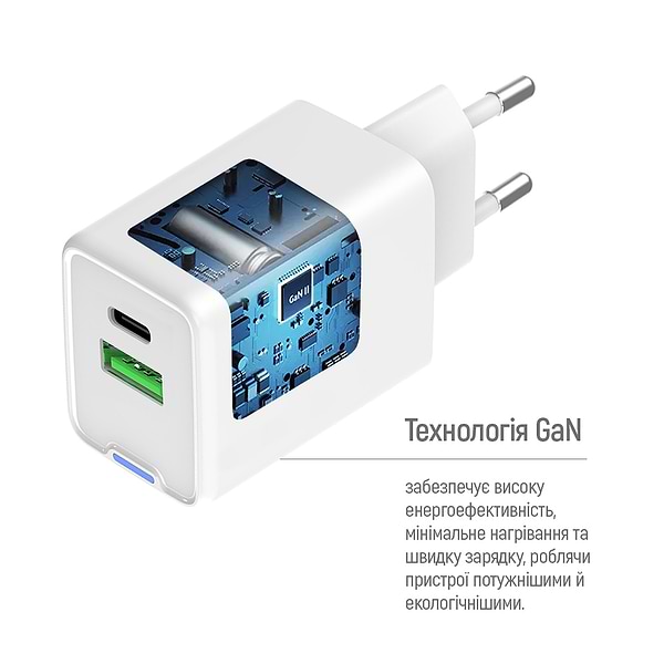 Фото - Сетевое зарядное устройство Colorway GaN Mini 20W PD Port PPS USB (Type-C PD + USB QC4.0) cable Type-C (CW-CHS062PDC-WT)