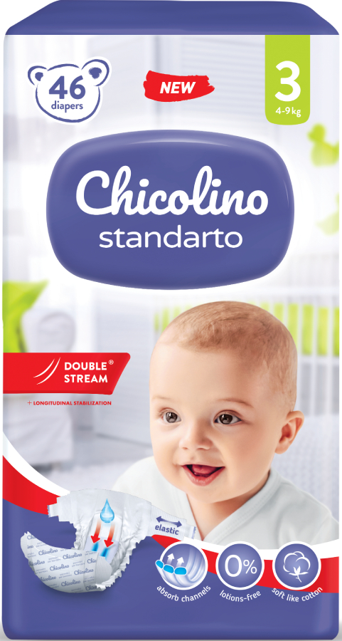Фото - Одноразовые подгузники Chicolino 3 (4-9кг) 46 шт. MIDDLE Standarto (4823098410546)
