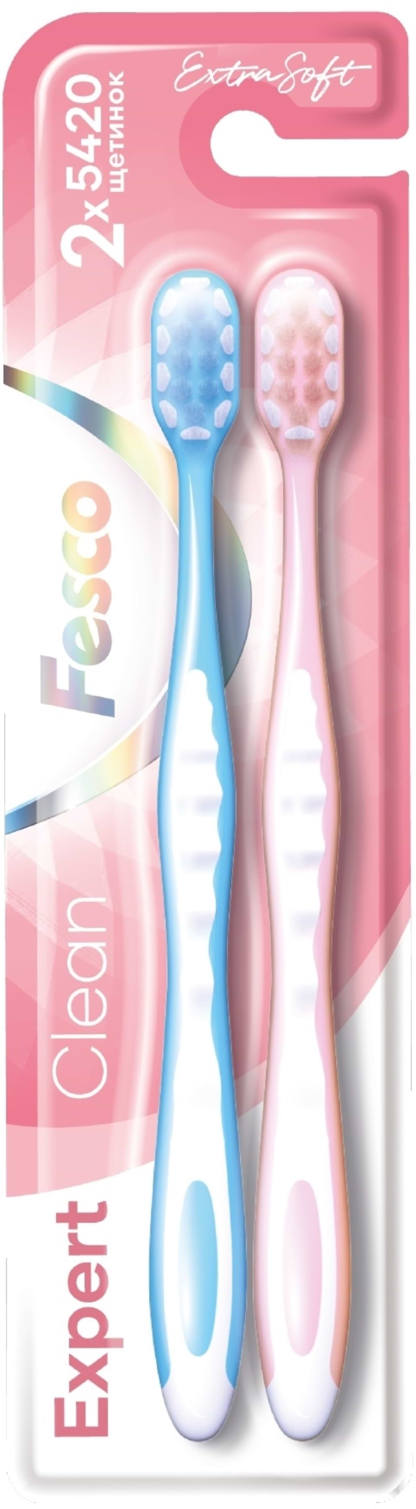 Зубна щітка Fesco Expert Clean 2 шт. рожева, блакитна (4820204702311)