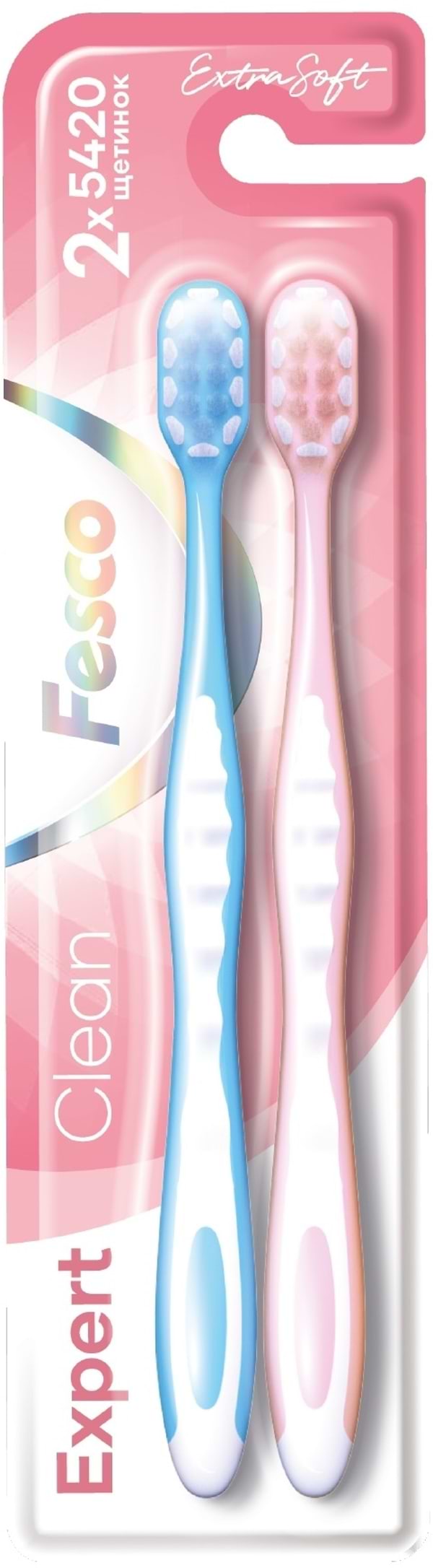 Фото - Зубная щетка Fesco Expert Clean 2шт. розовая, голубая (4820204702311)