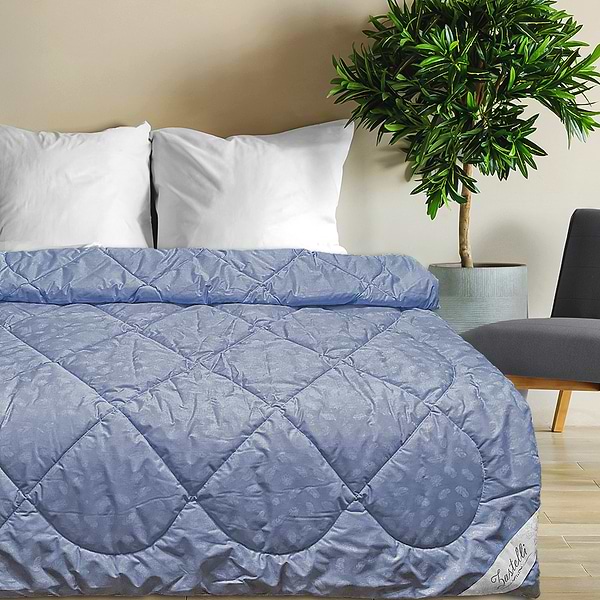 Фото - Ковдра всесезонна двоспальна євро Zastelli Лебединий пух Blue тік 200х220 блакитна (19054)