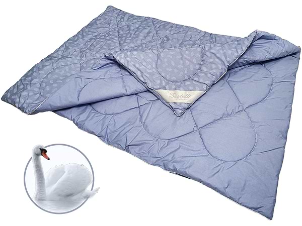 Фото - Ковдра всесезонна двоспальна євро Zastelli Лебединий пух Blue тік 200х220 блакитна (19054)