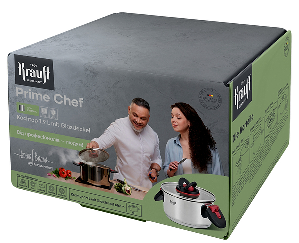 Фото - Кастрюля Krauff 1.9 л Prime Chef зі скляною кришкою (26-303-018)