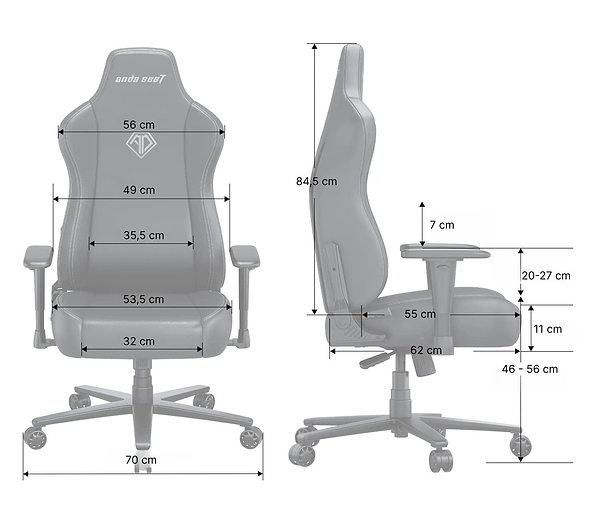 Фото - Кресло для геймеров Anda Seat Novis Size XL Dark Gray Fabric (AD23-XL-01-GB-F)