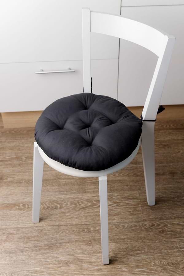 Фото - Подушка для стільця Прованс Фібра Чорна D40 см (041693)