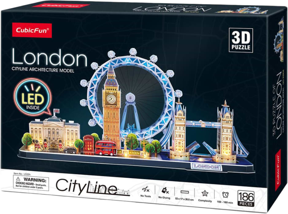 3D пазли Cubic Fun CITYLINE з LED підсвіткою Лондон (L532h) - Фото 1