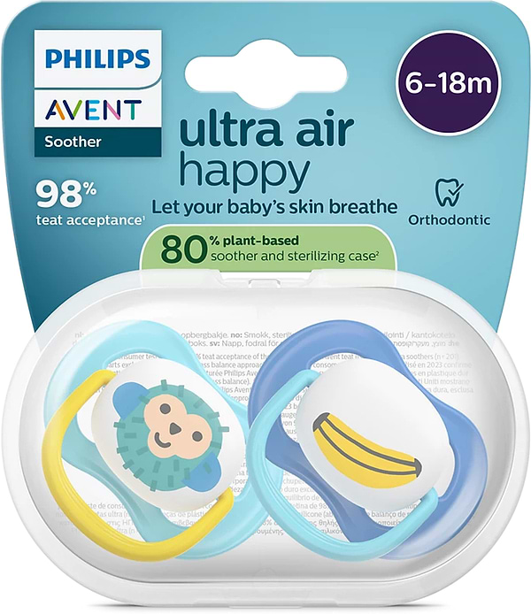 Фото - Ортодонтическая пустышка Philips Avent Ultra Air, 6-18 мес. (SCF080/26)