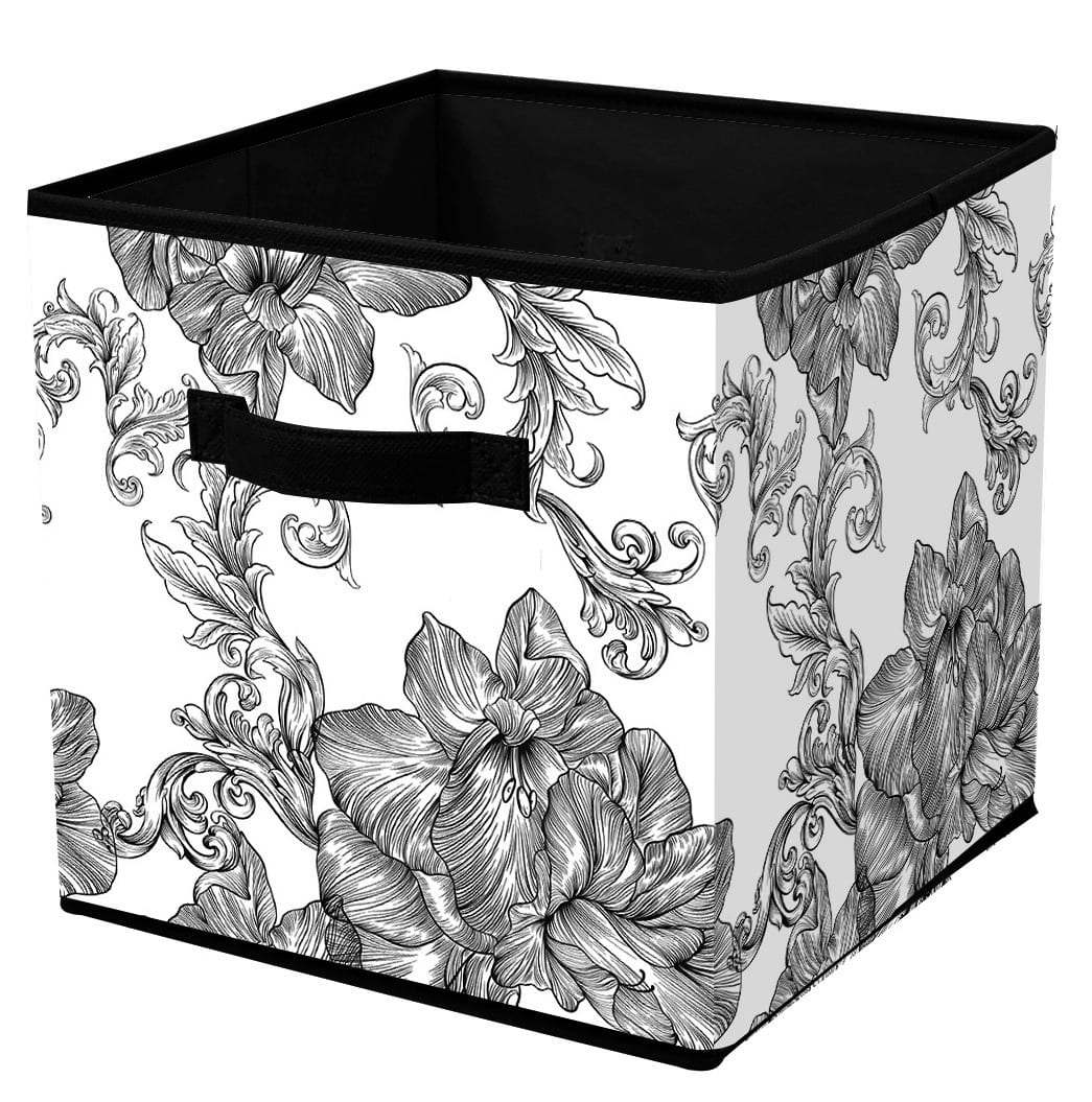 Короб для зберігання Idea Home NP-104L квад. ткан. Anthracite Flowers - Фото 1