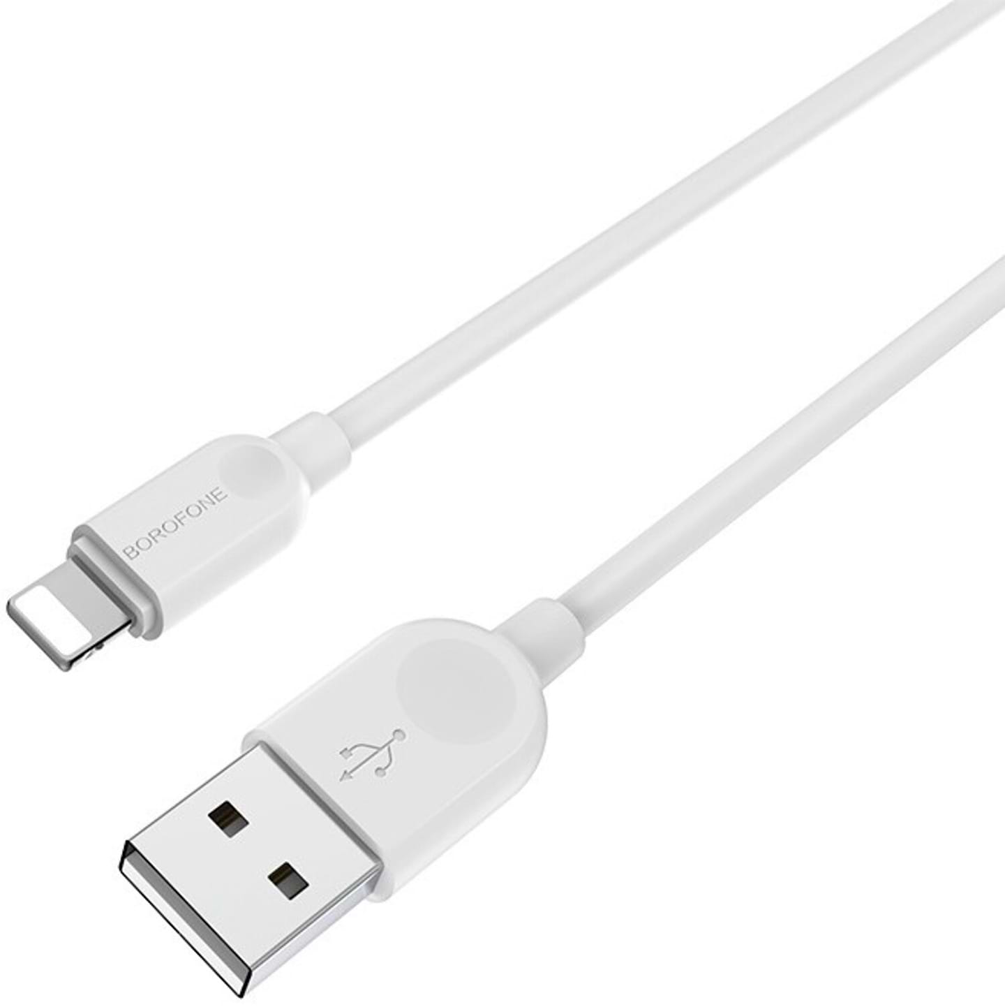 Кабель синхронізації даних BOROFONE BX14 USB to iP 2.4A, 1m White (6957531089971)