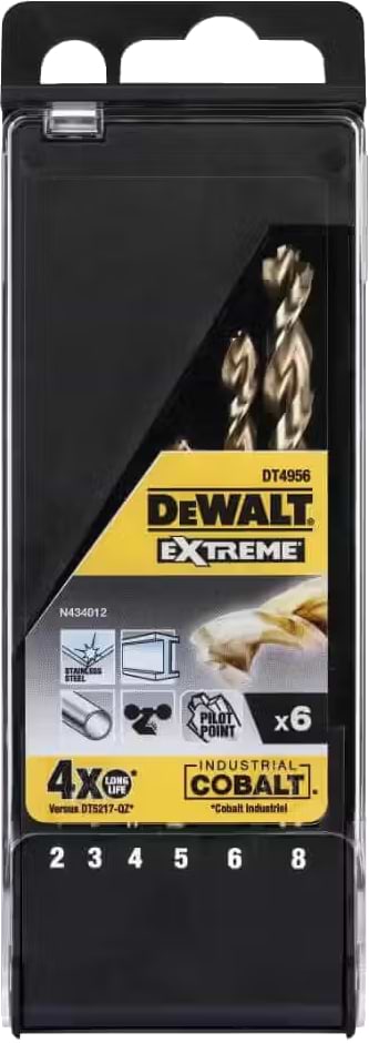 Набір свердел DeWALT EXTREME INDUSTRIAL COBALT HSS-Co 6 шт. (DT4956)