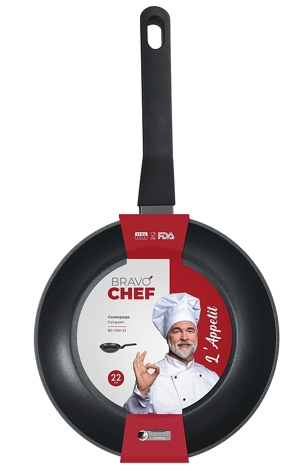 Фото - Сковорода универсальная BRAVO CHEF L'Appetit 22 см (BC-1103-22)