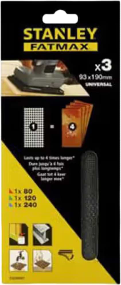 Сітка шліфувальна Stanley 93х190 мм (STA39047)