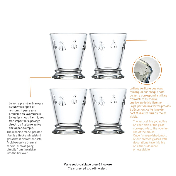 Фото - Набір склянок La Rochere 612101S4 ABEILLE 260 мл 4 шт.